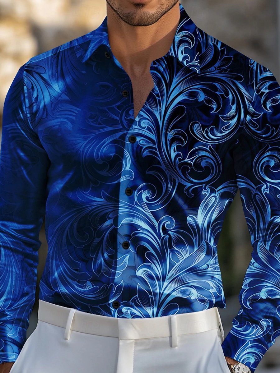 Men's Paisley Gradient Long-Sleeved Shirt