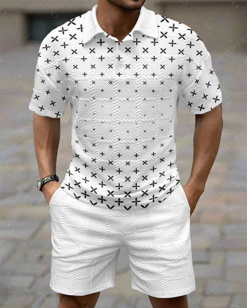 Men's Textured Summer Polo Shirt Set 262