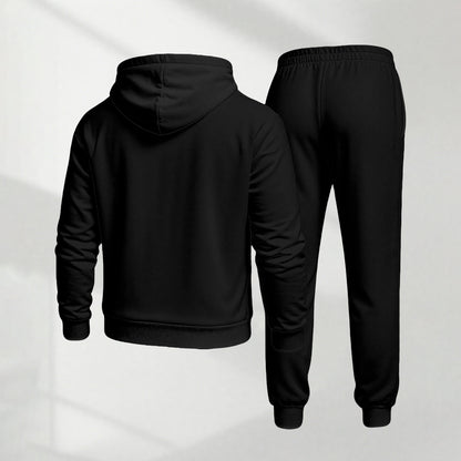 Men's Black King Letter Pattern Print Hoodie and Drawstring Sweatpants Set, Menswear, Casual Athletic Long Sleeve Hooded Jacket & Trousers for Fall & Winter, Men's Clothing for Daily Wear, Sportswear Indoor Outdoor, Tracksuit, Athleisure
