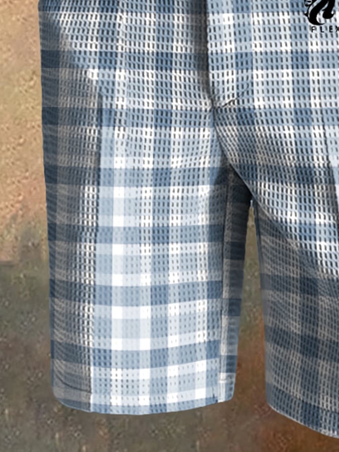 Men's Casual Plaid Waffle Pants