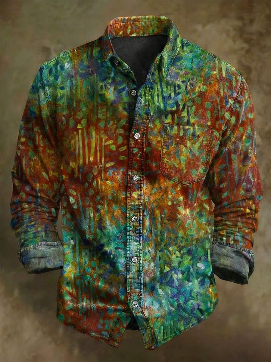 Men's Vintage Art Long-Sleeved Shirt