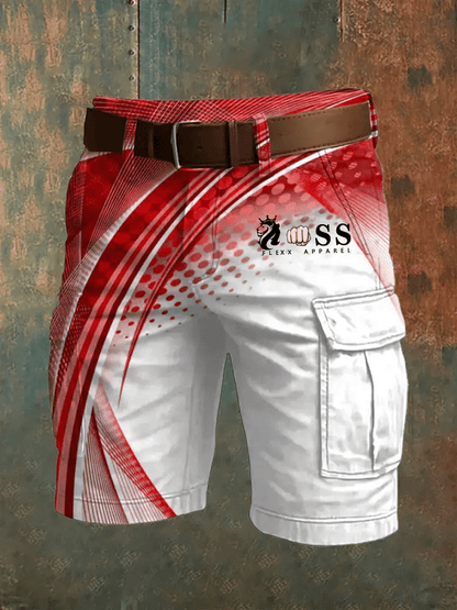 Men's Retro Letter Print Multi-Pocket Design Cargo Shorts