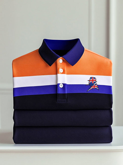 Men's Business Union Jack Casual Button Short Sleeve Polo Shirt
