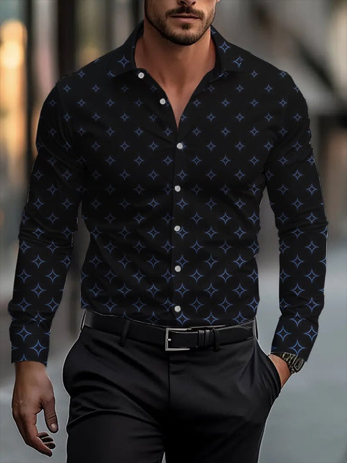 Men's Street Style Business Casual Printed Long Sleeve Shirt