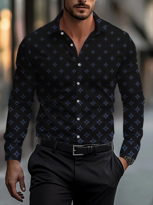 Men's Street Style Business Casual Printed Long Sleeve Shirt