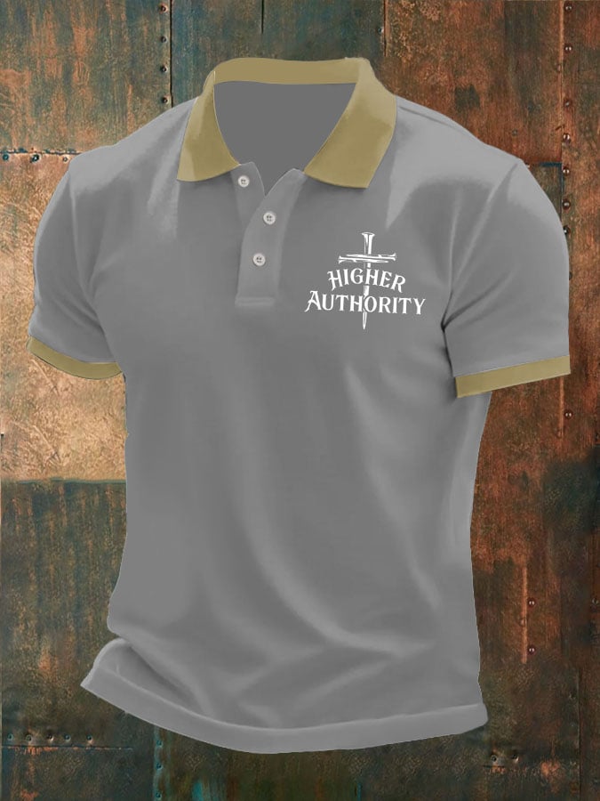 Men's Higher Authority Cross Nails Printed Casual Polo Shirt