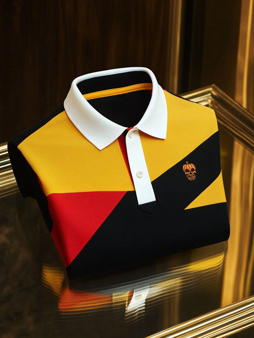 Men's Business Casual Halloween Art Button Short Sleeve Polo Shirt