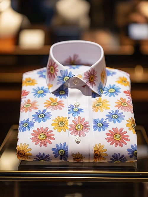Men's Business Luxury Floral Print Short-sleeved Shirt