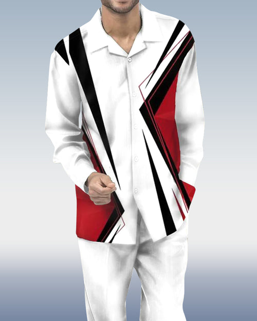 Suitmens White Art Print Long Sleeve Walking Set