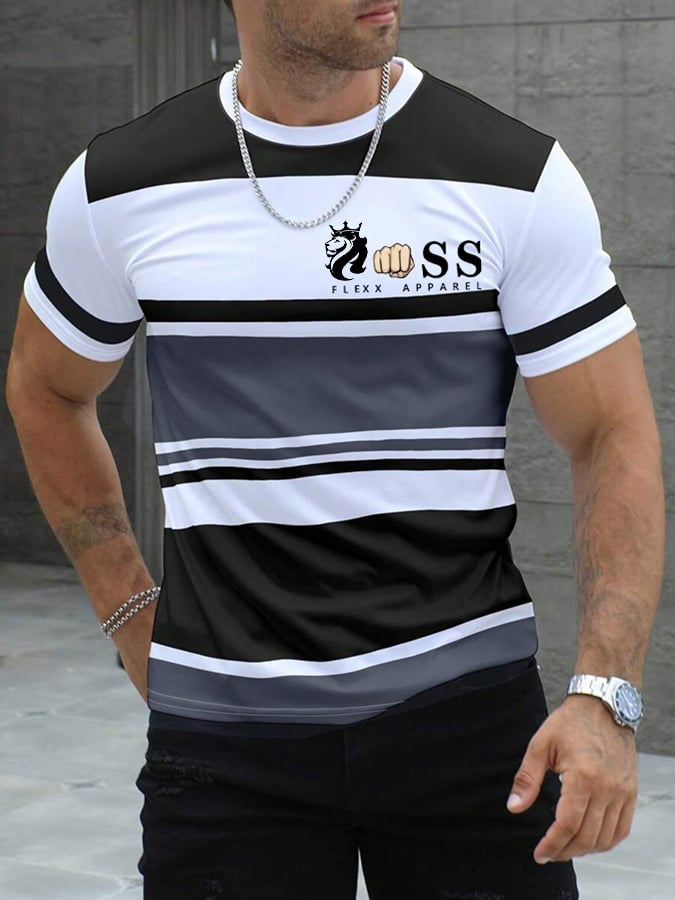 Men's Retro Letter Print Casual T-shirt