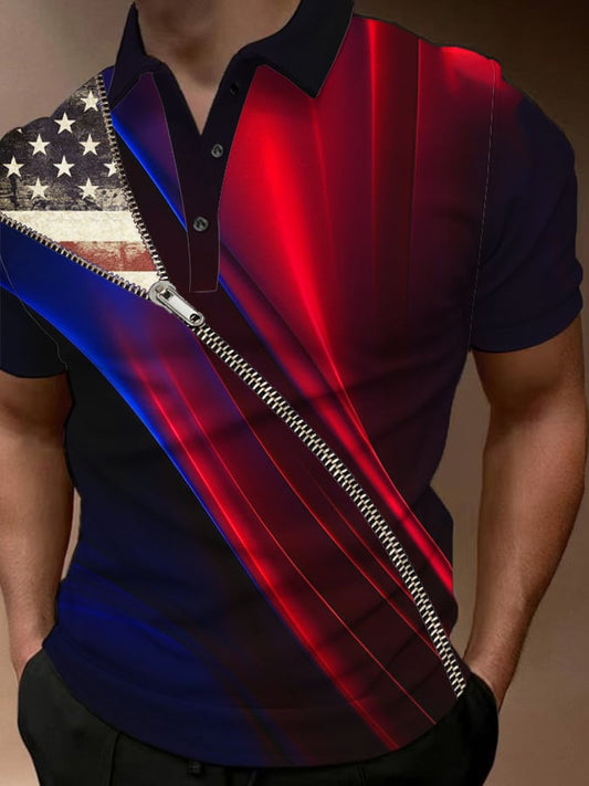 Men'S Retro Independence Day  Printed POLO Shirt