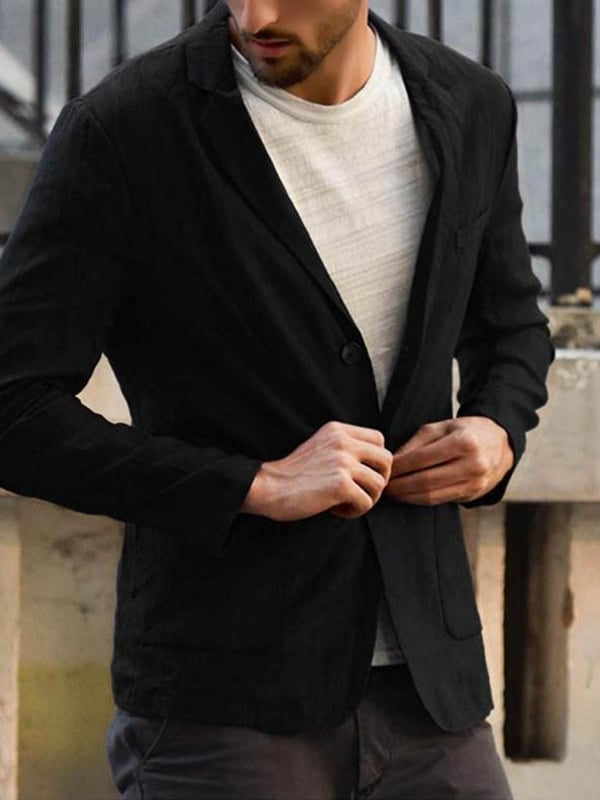 Men's casual loose cotton and linen suit