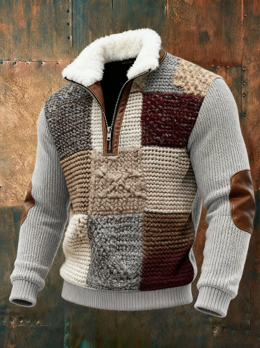 Men's Geometric Print Textured Casual Sweatshirt