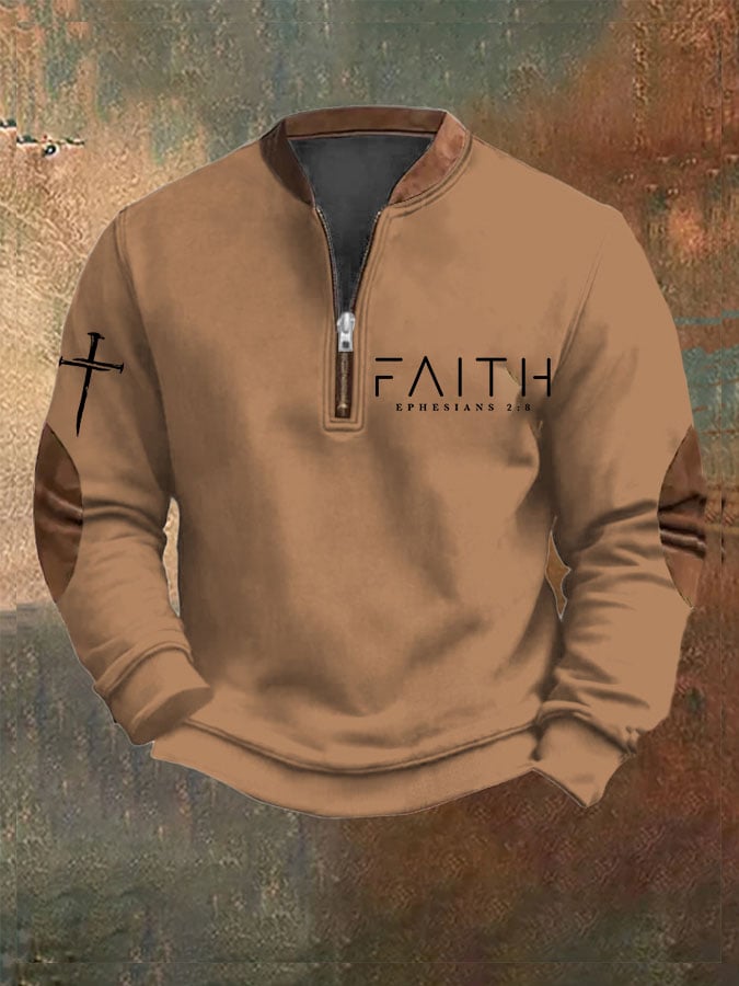 Men's Faith Printed Zip Collar Sweatshirt