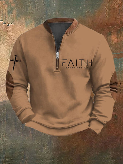 Men's Faith Printed Zip Collar Sweatshirt