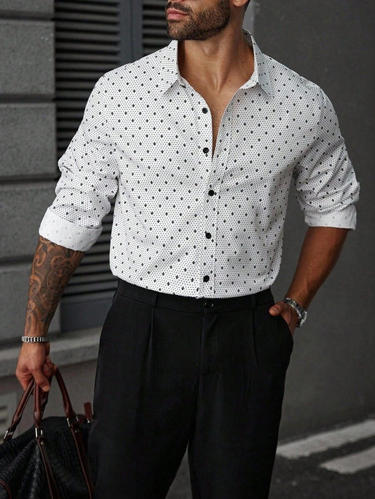 Men's Street Style Business Casual Printed Long Sleeve Shirt
