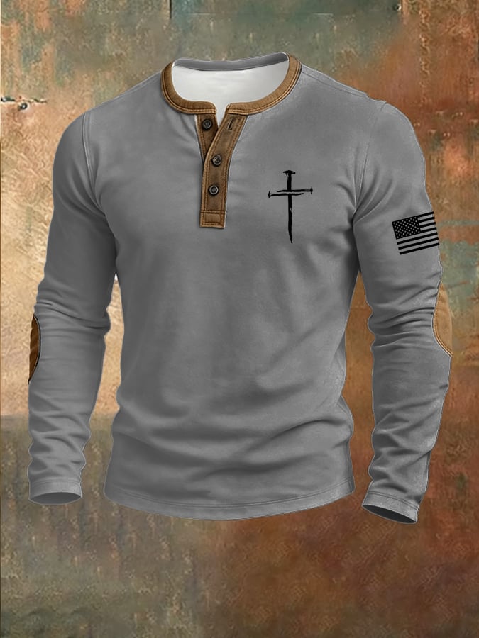 Men's Faith Print Henley Top