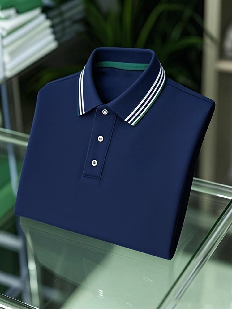 Men's Business Casual Button Short Sleeve Polo Shirt