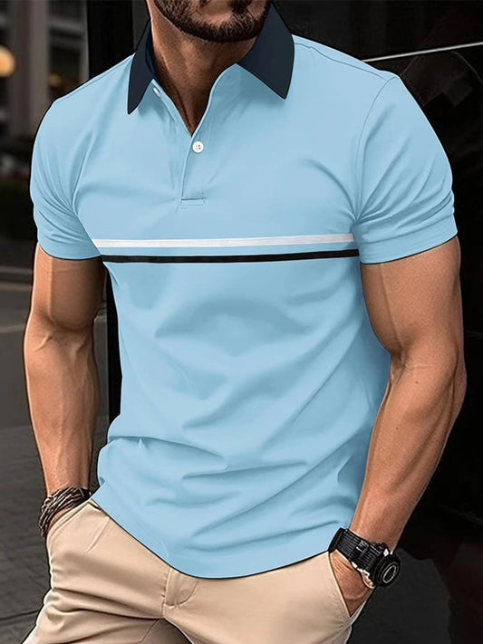 Sports Casual Slim Fit Short Sleeve Half Button Polo Shirt