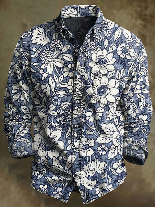Men's Vintage Art Long-Sleeved Shirt