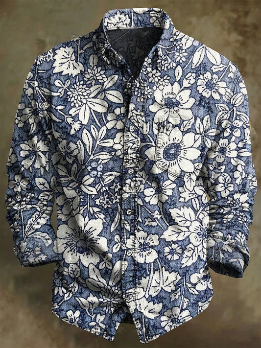 Men's Vintage Art Long-Sleeved Shirt
