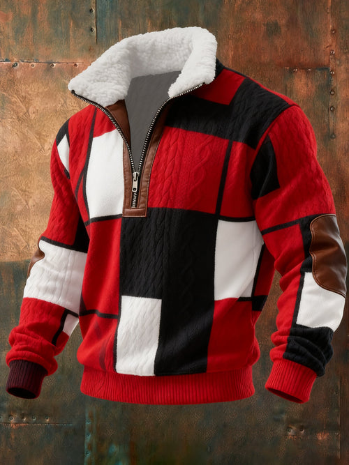 Men's Cable Textured Print Casual Sweatshirt