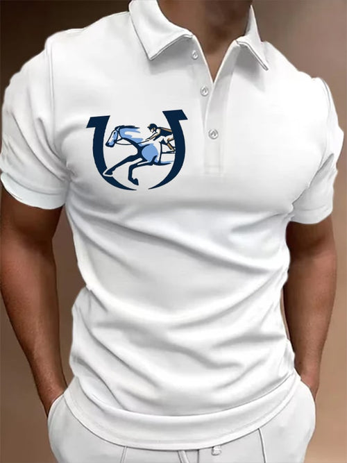 Men's Jockey Club Design Button Short Sleeve Casual Polo Shirt