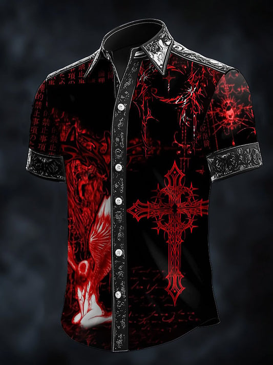 Men's Dark Brogue Satin Shirt