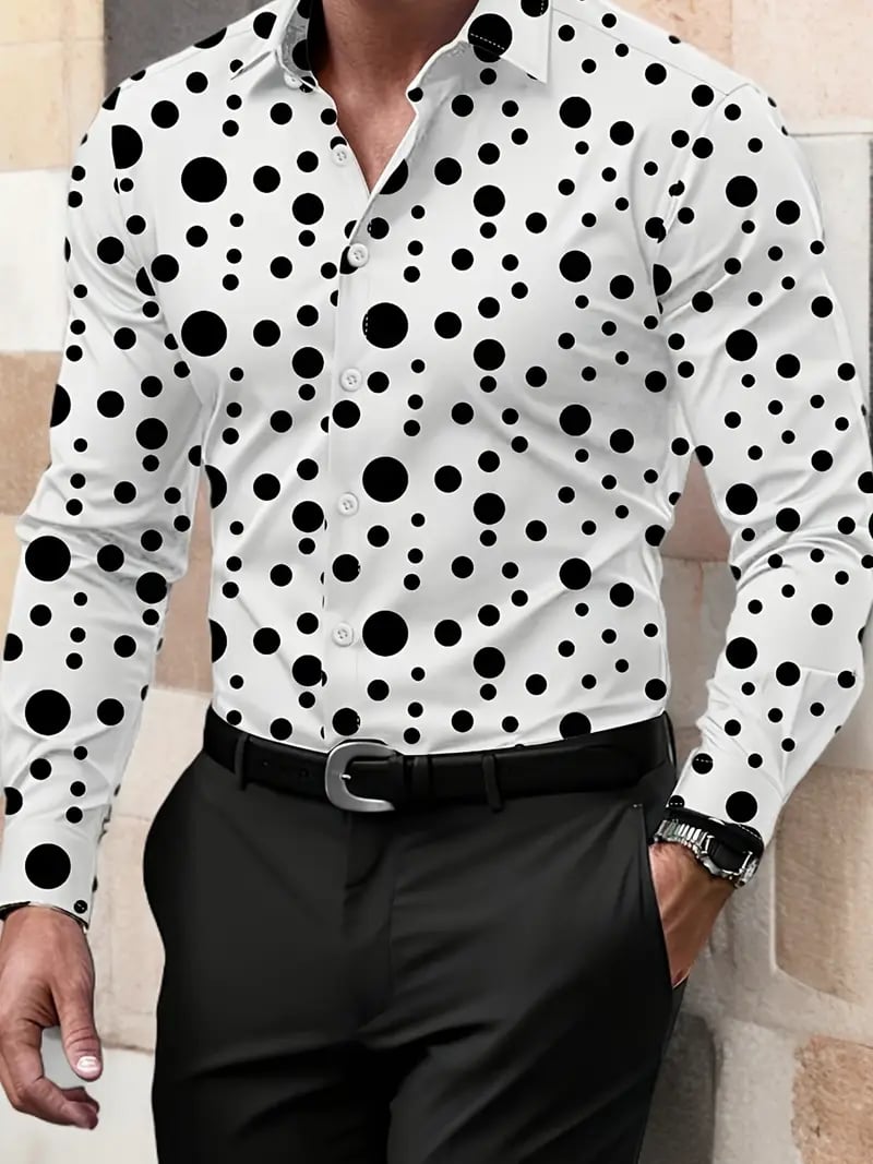 Men's Street Style Business Casual Printed Long Sleeve Shirt