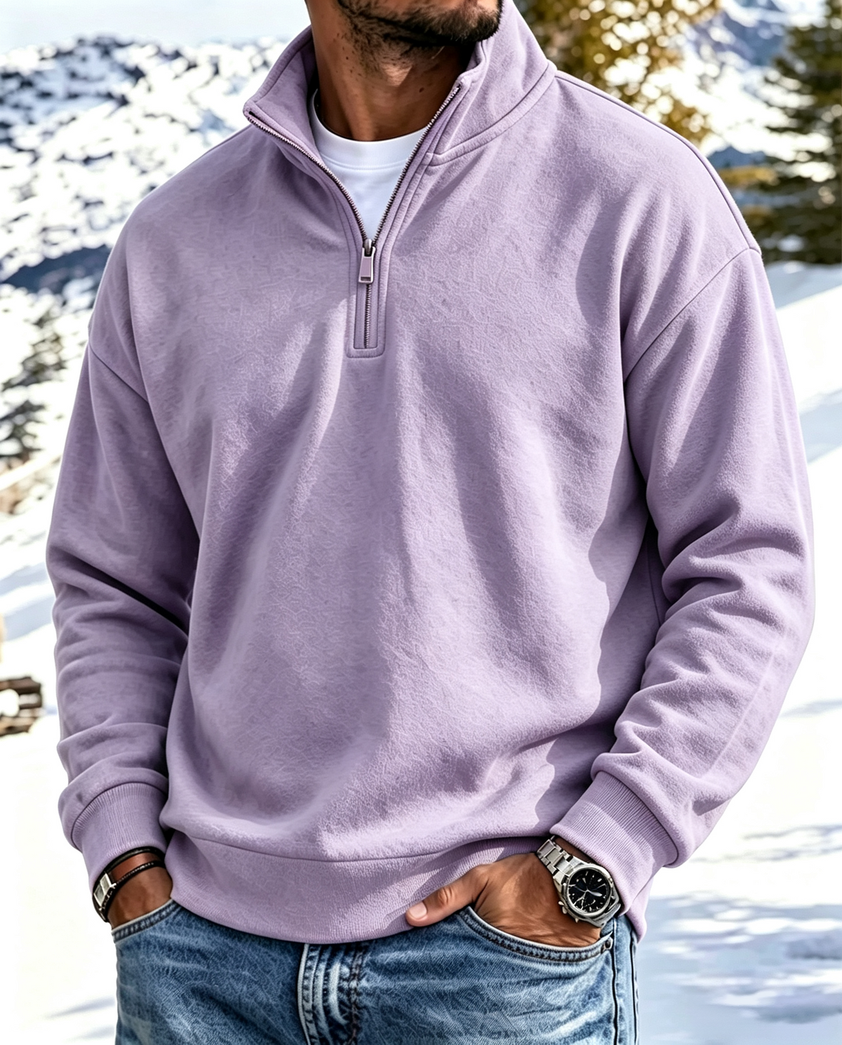 Mivanity Outdoor All-Terrain Zip-Front Polo Sweatshirt