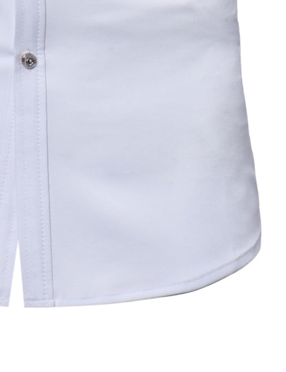 Men's Stand Collar Lace Solid Color Long Sleeve Tuxedo Dress Shirt