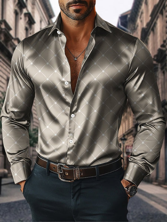 Men's Satin Luxe Long Sleeve Button Down Shirt