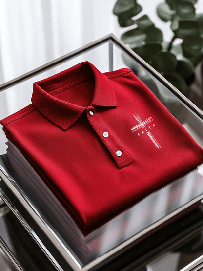 Men's Faith Printed Casual Short Sleeve Polo Shirt