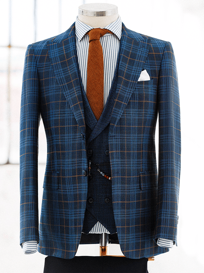 Men's Vintage Single-Breasted Plaid Gentleman's Business Suit Jacket