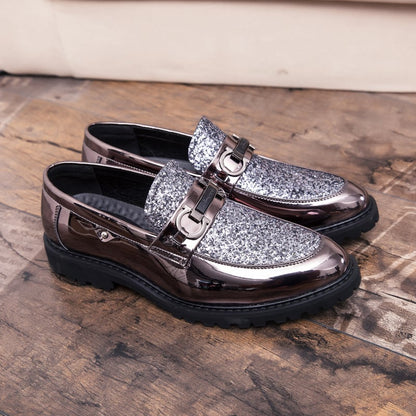 British Fashion Matching Sequin Business Dress Leather Shoes