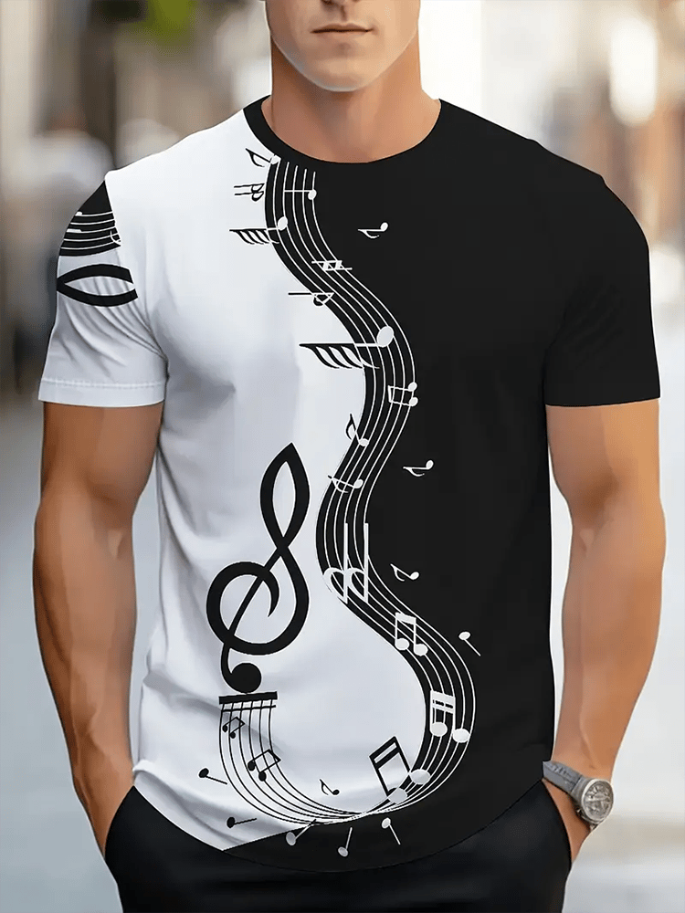 Men's Business Stripe Logo Print Short Sleeve T-Shirt