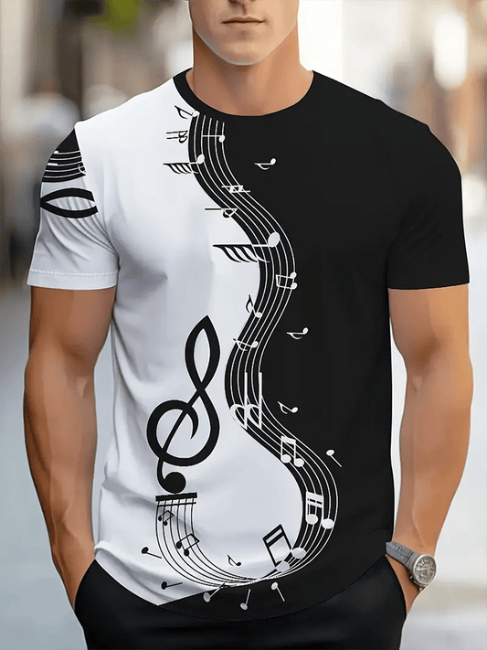 Men's Business Stripe Logo Print Short Sleeve T-Shirt