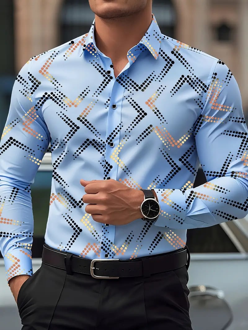 Men's Street Style Business Casual Printed Long Sleeve Shirt
