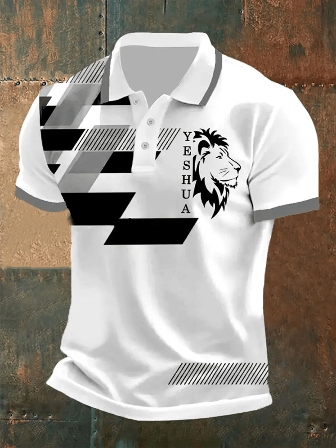 Men's Retro Faith Casual Printed Polo Shirt