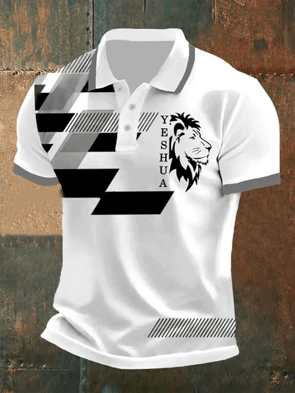 Men's Retro Faith Casual Printed Polo Shirt