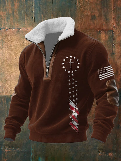 Men's Casual Faith Retro Textured Sweatshirt