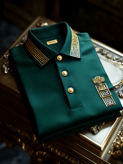 Men's Classic Business Button Short Sleeve Polo Shirt