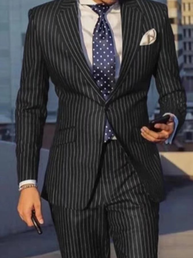 Men's Business Double Breasted Side Suit Two-Piece Suit