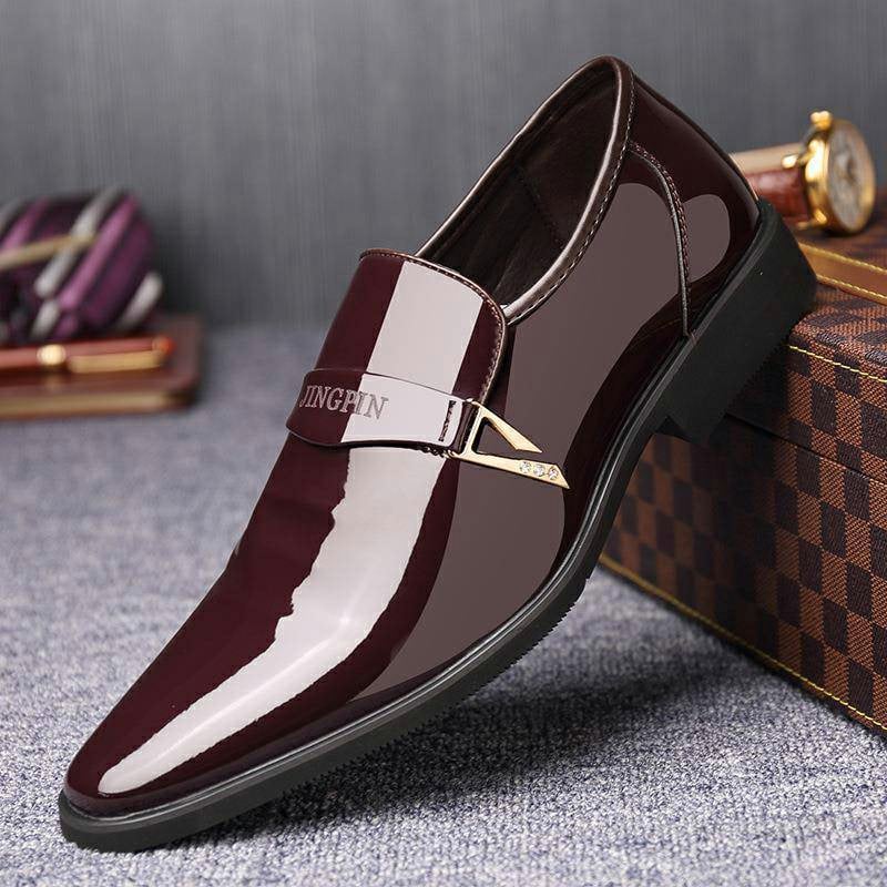 Men's Business Casual Patent Leather Dress Shoes
