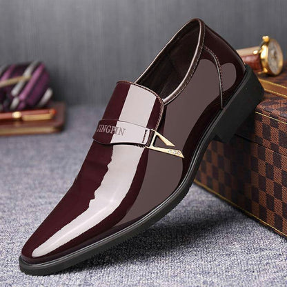 Men's Business Casual Patent Leather Dress Shoes