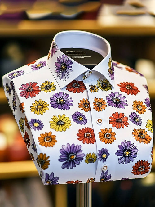 Men's Business Luxury Floral Print Short-sleeved Shirt