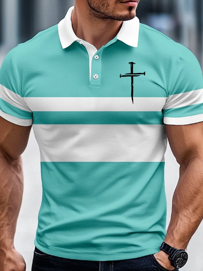 Men'S Nail Cross Print Polo Shirt