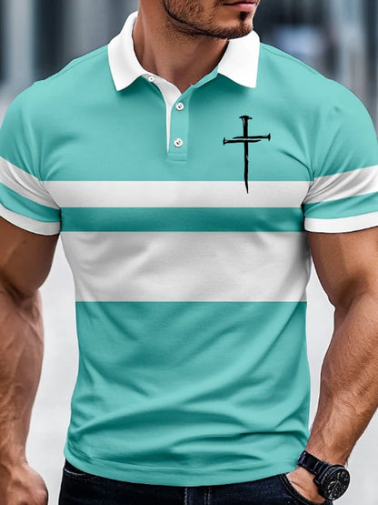 Men'S Nail Cross Print Polo Shirt