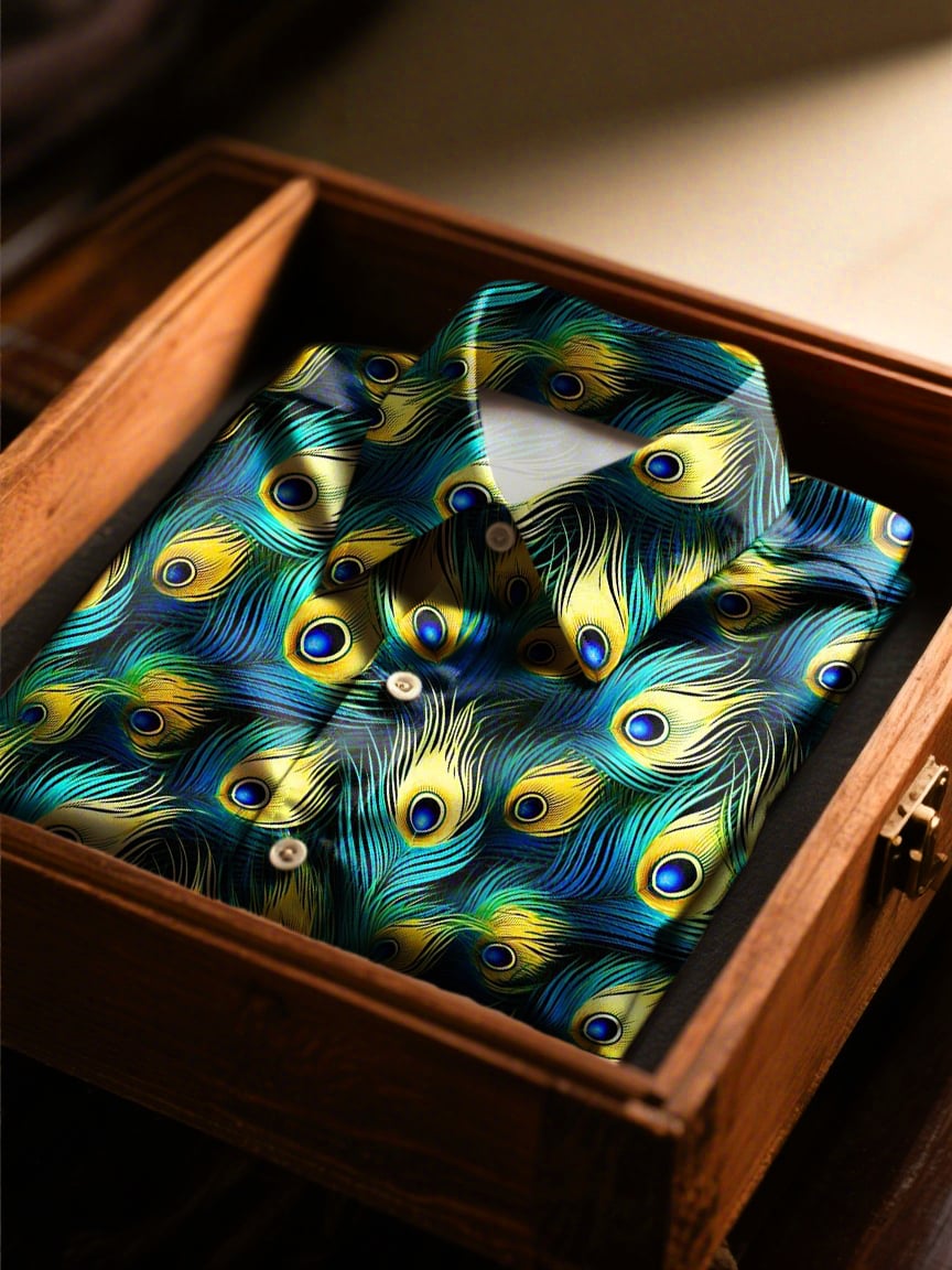 Men's Satin Floral Luxury Long Sleeve Button-Down Shirt