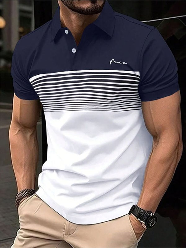 Men's Business Logo Button-Down Short Sleeve Polo Shirt